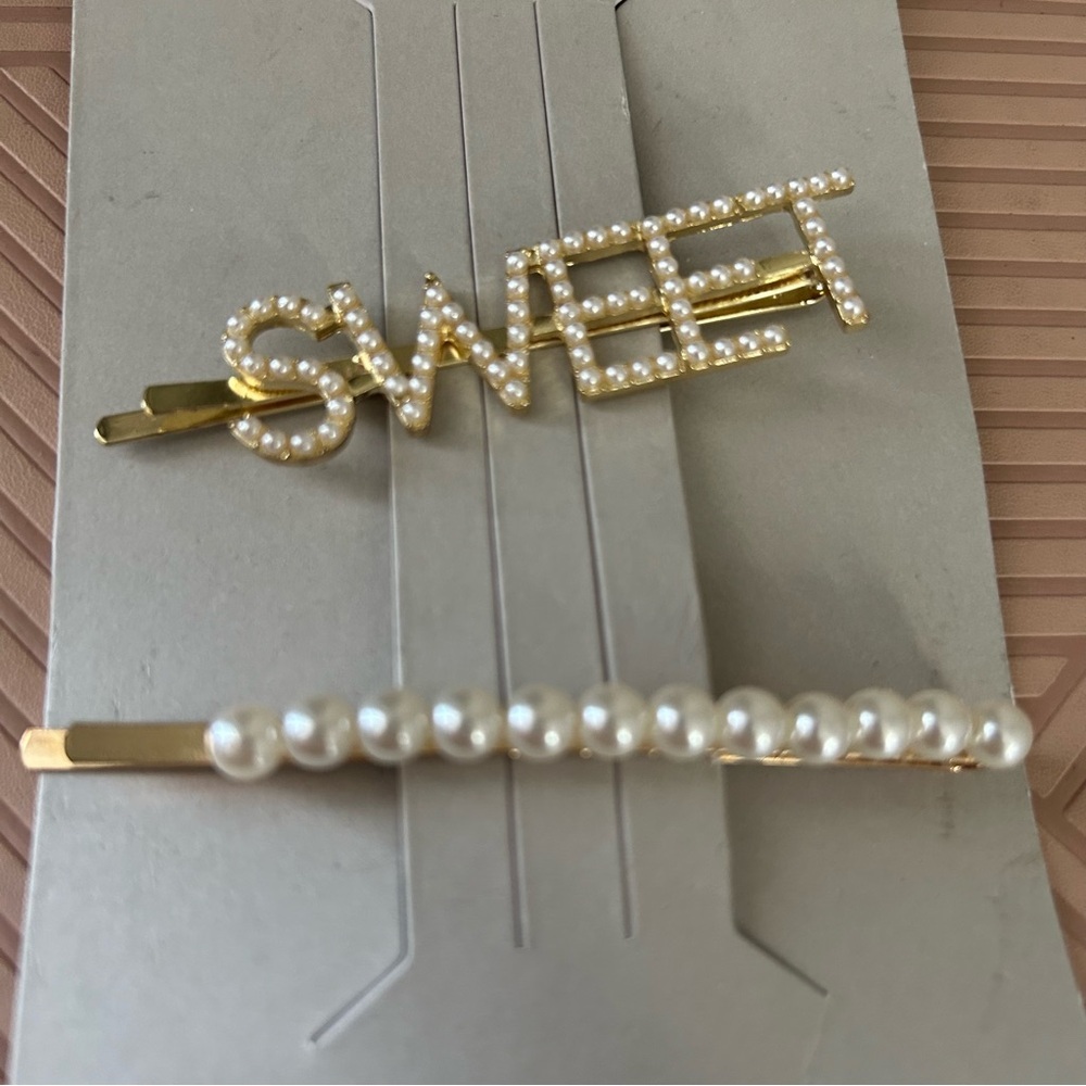 BP. Gold and Pearl Hair Clips Sweet - Picture 2 of 4
